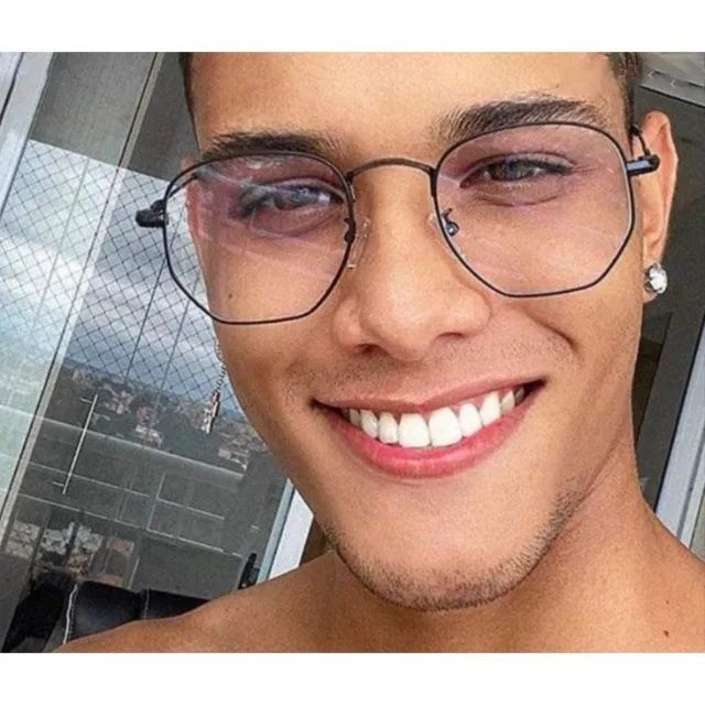 Óculos Armação Hexagonal Para Grau Unissex Clássica - Foto 4
