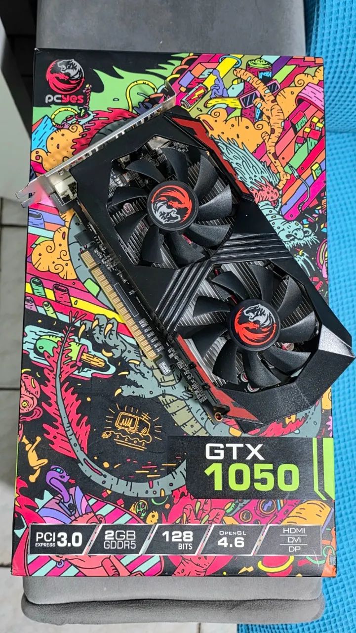 Placa de Video GTX 1050 PC Yes 2GB 128 Bits ( Semi-Nova Com Caixa )