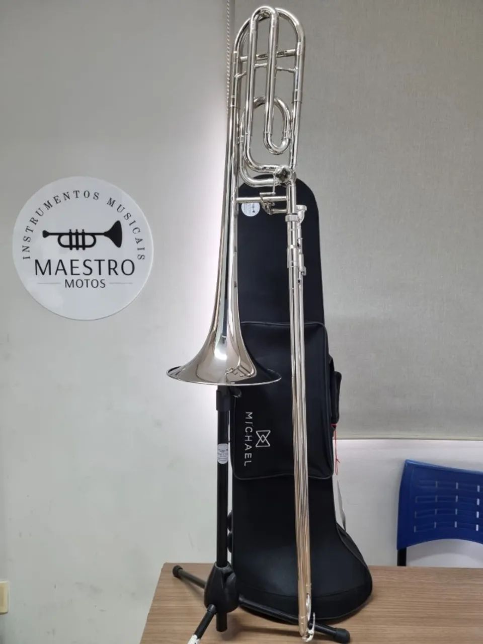 Trombone De Vara Michael C/ Rotor Niquelado NOVO NF - 10X no cartão - Envio p/ todo Brasil - Foto 2