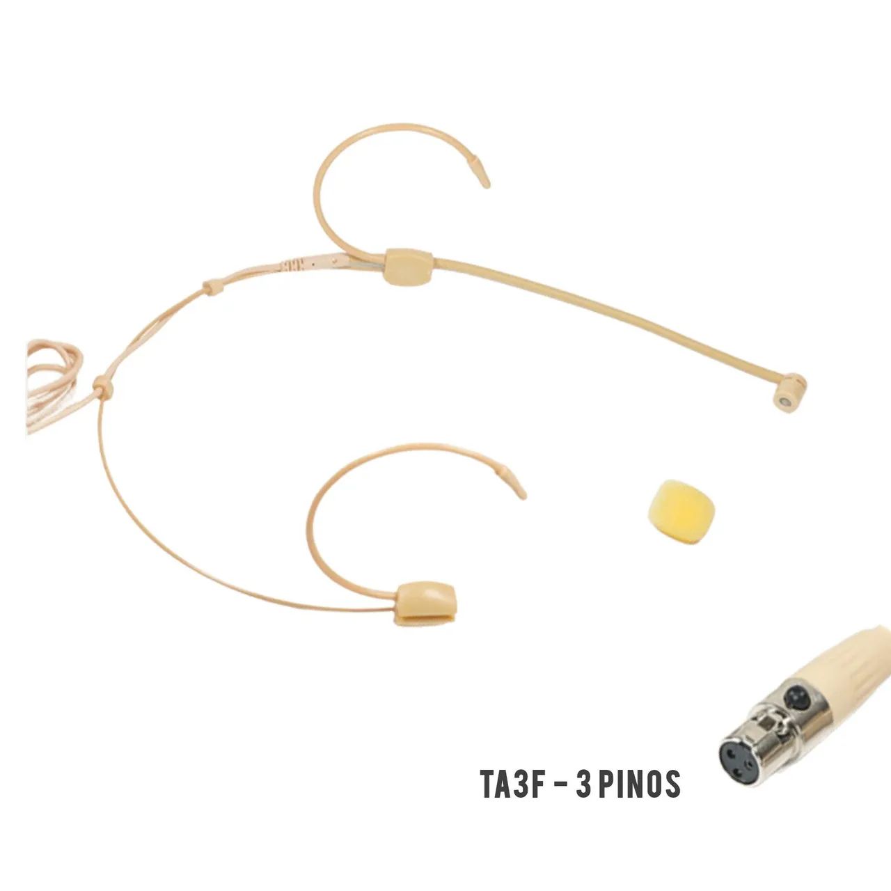 Headset Profissional Discreto Bege com Cápsula Cardioide Direcional Mini XLR TA3F Mini XLR