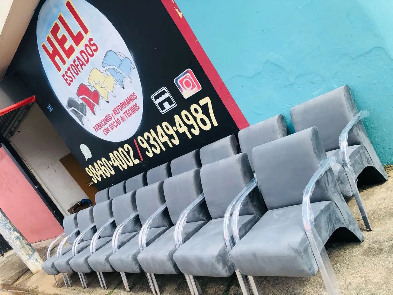 16 poltronas cinza  no veludo pronta entrega  - Foto 2