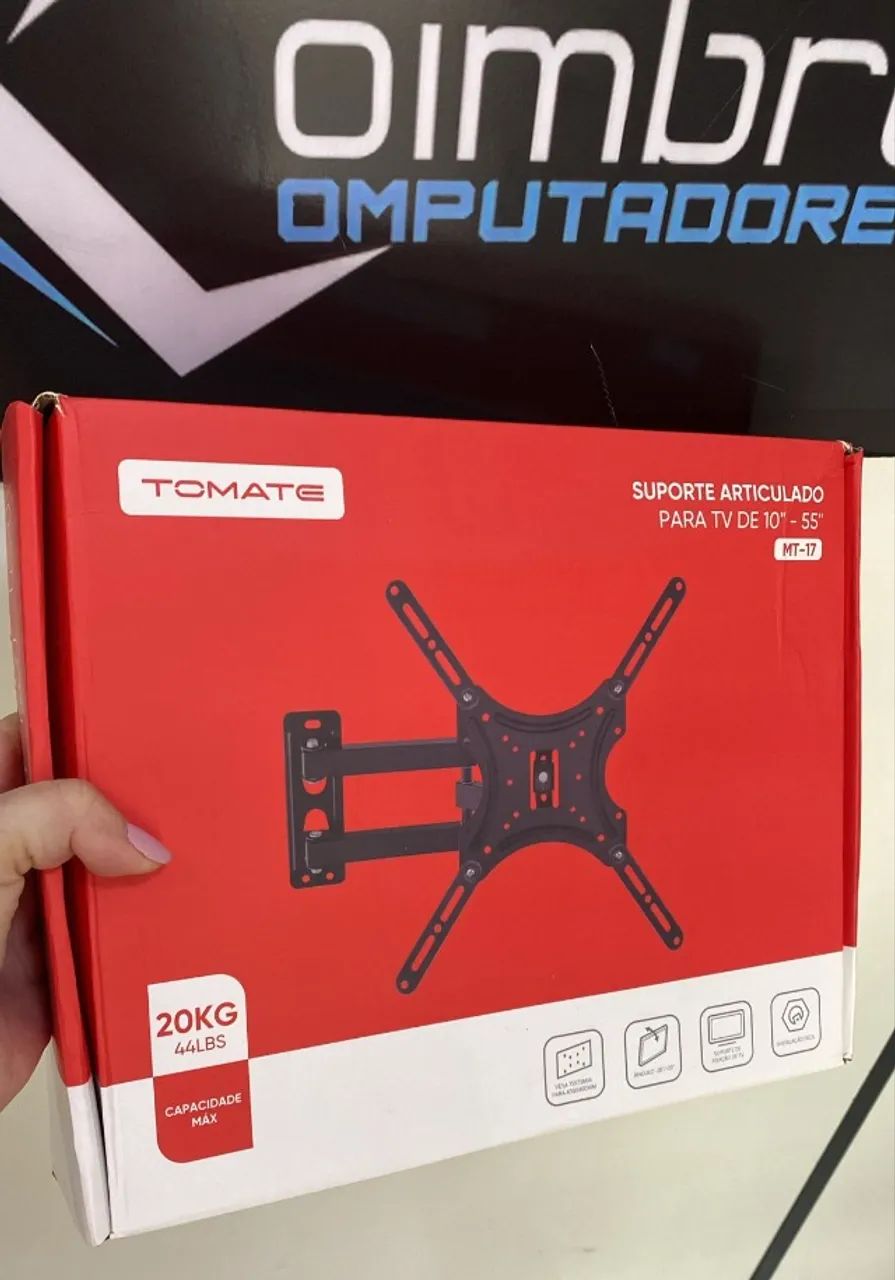 Suporte Articulado de Parede para TV, Ajuste Livre 14 a 55 Polegadas Tomate MT17 - Entrega
