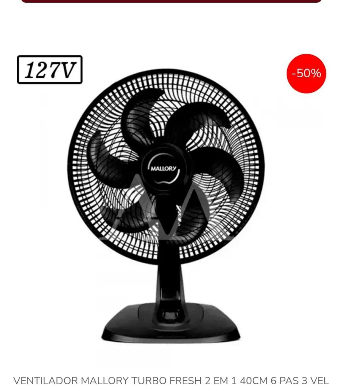 Ventilador Mallory Turbo Fresh 2 em 1 40cm 6 Pas 3 Vel - 50% OFF