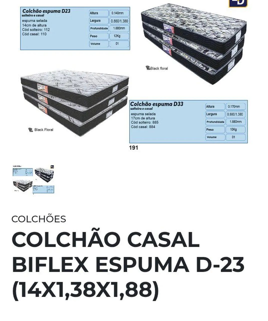 Colchão Casal Biflex espuma D23