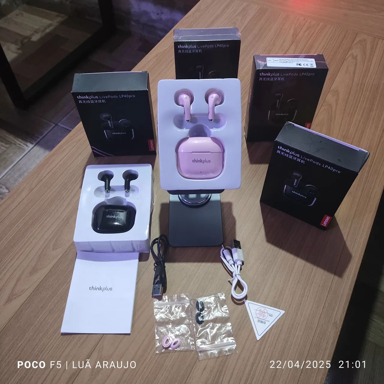 Fone Lenovo LivePods LP40PRO Black e Pink! - Foto 3