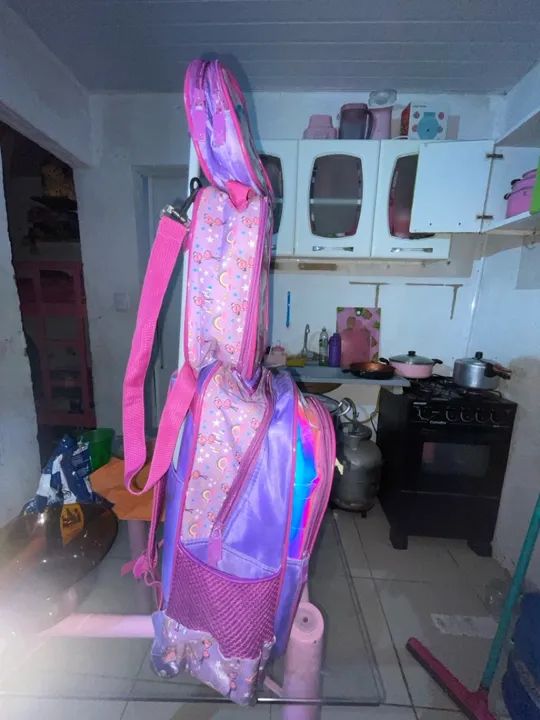 Kit Mochila de rodinhas Flamingo - Infantil - Foto 3