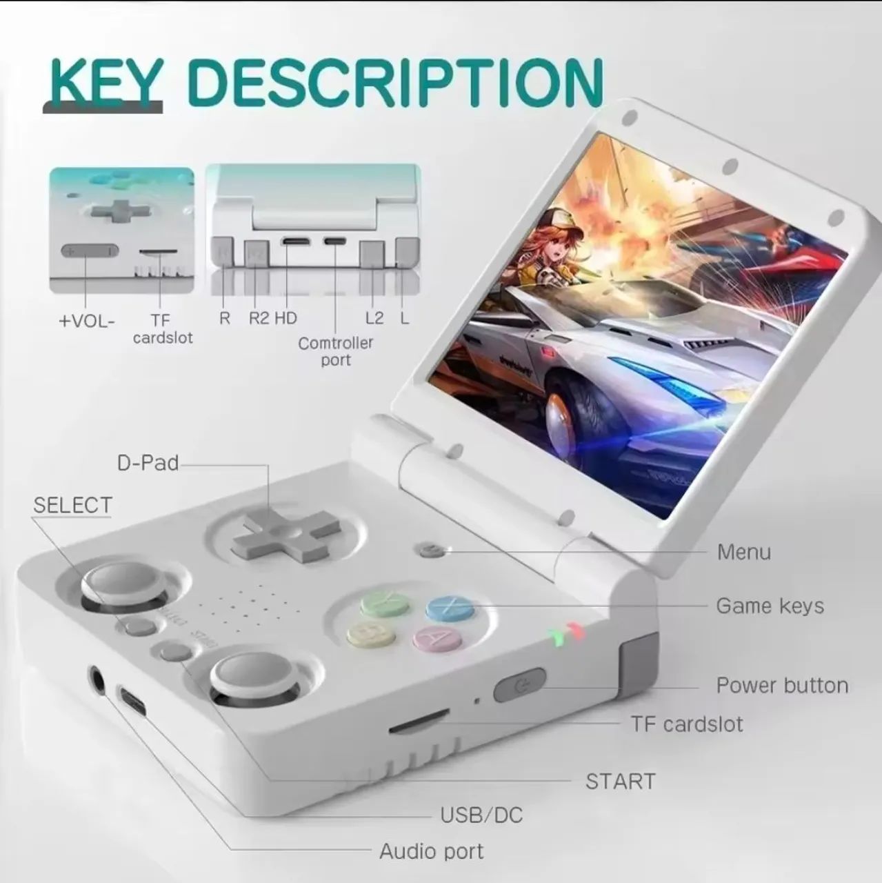 Miyoo Flip White - Console Portátil com Jogos Retrô - Consoles de