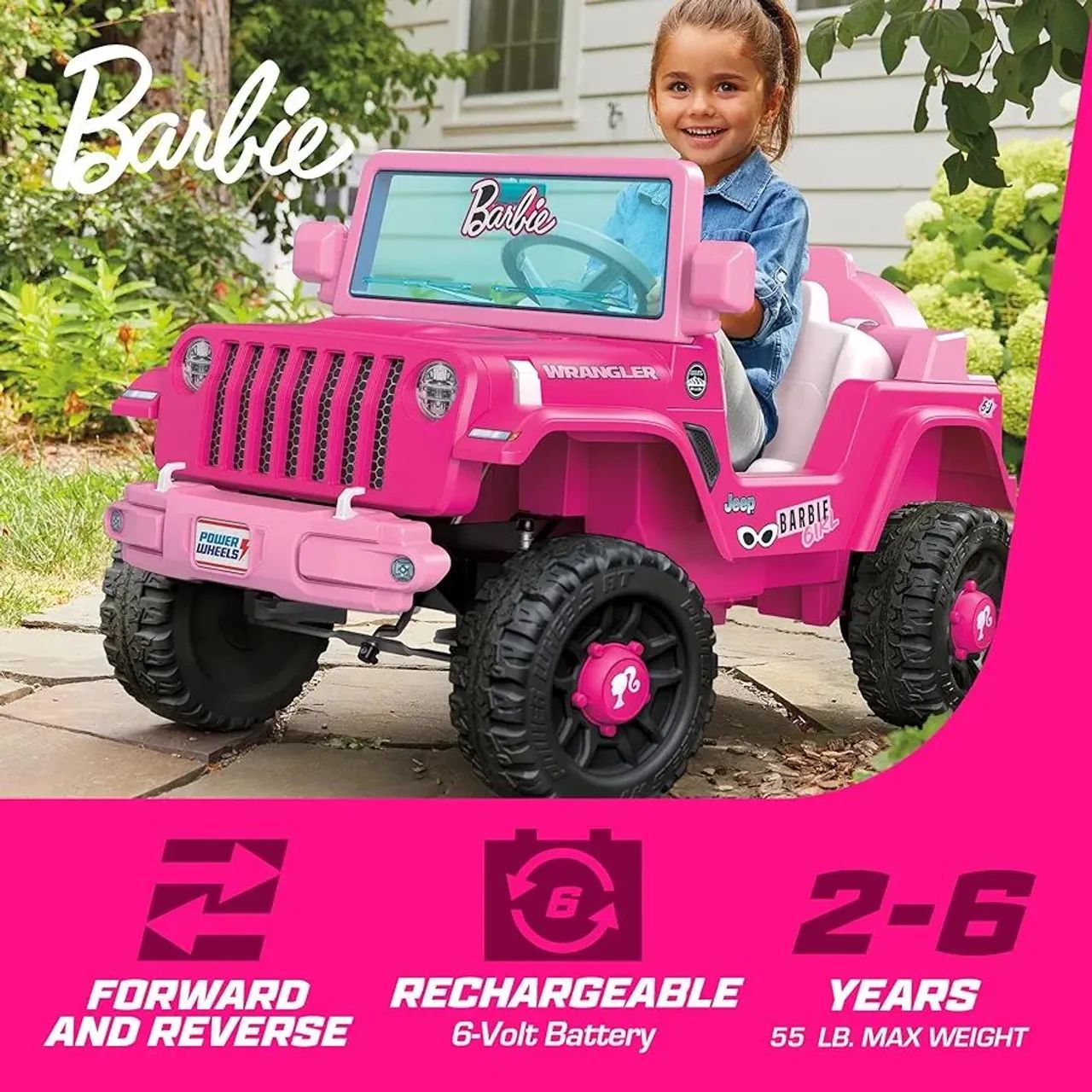 Carrinho Elétrico Infantil Barbie Jeep Wrangler - Power Wheels