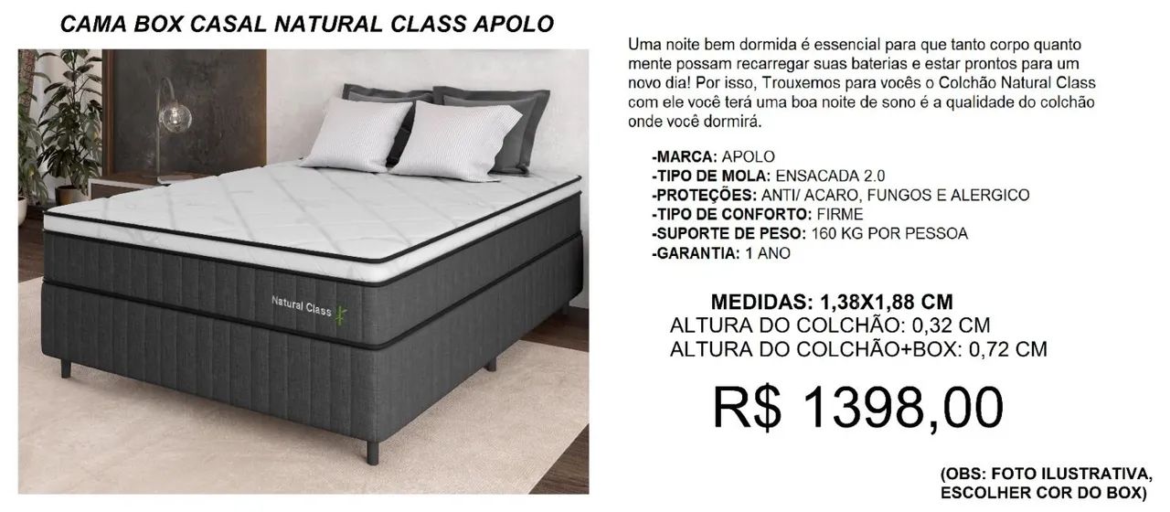 Cama Box Casal Natural Class Apolo