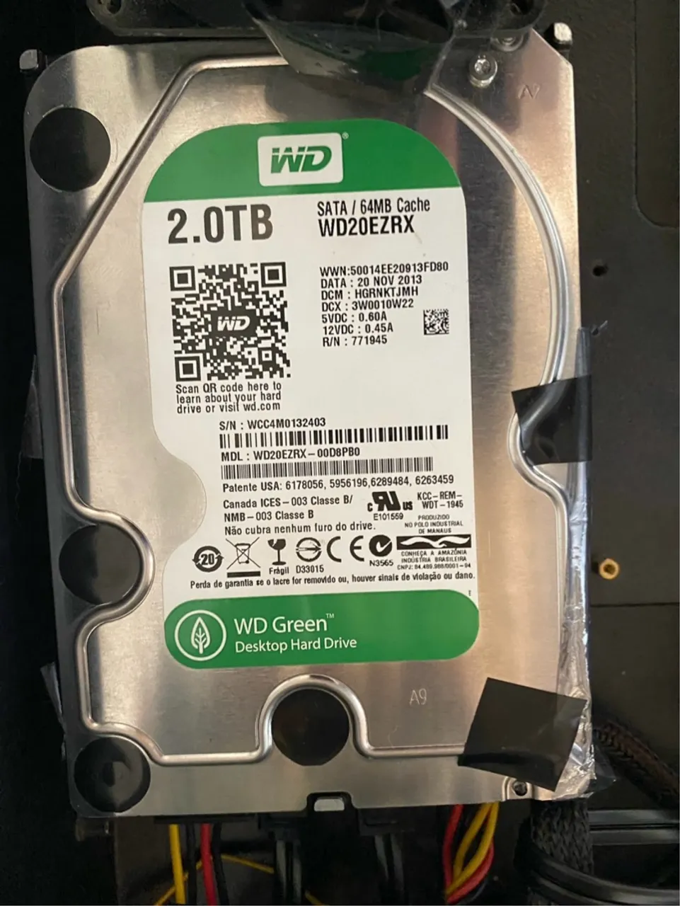 HD 2TB WD Green Saude 100%