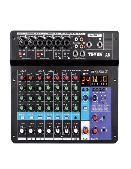 Mesa de áudio TeyunA8 c/ efeitos / 8 canais PC Entrada de computador / Nova por R$:520,00