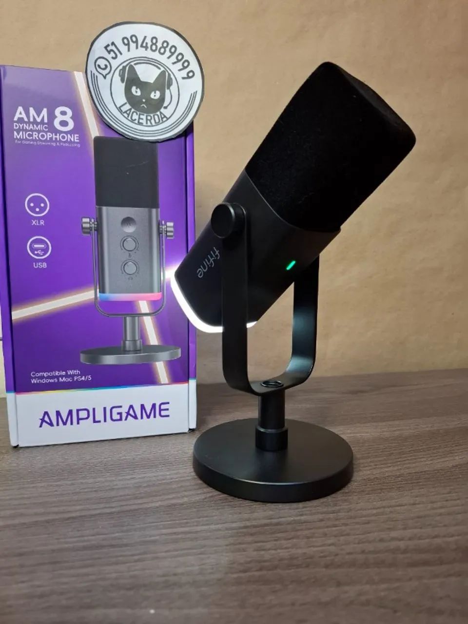 Microfone Fifine AM8 Dinâmico Cardioide XLR ou USB Preto [Novo]