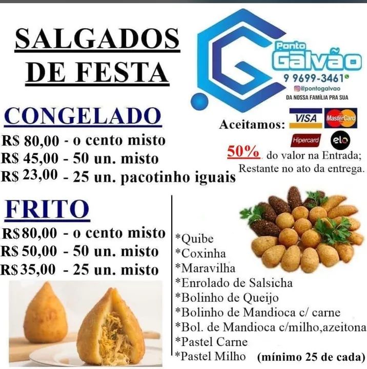 Salgados congelados ou fritos para sua festa