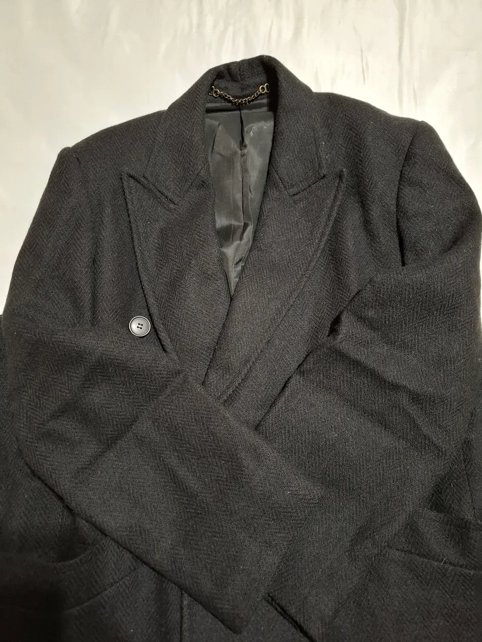 Sobretudo lã preto elegante