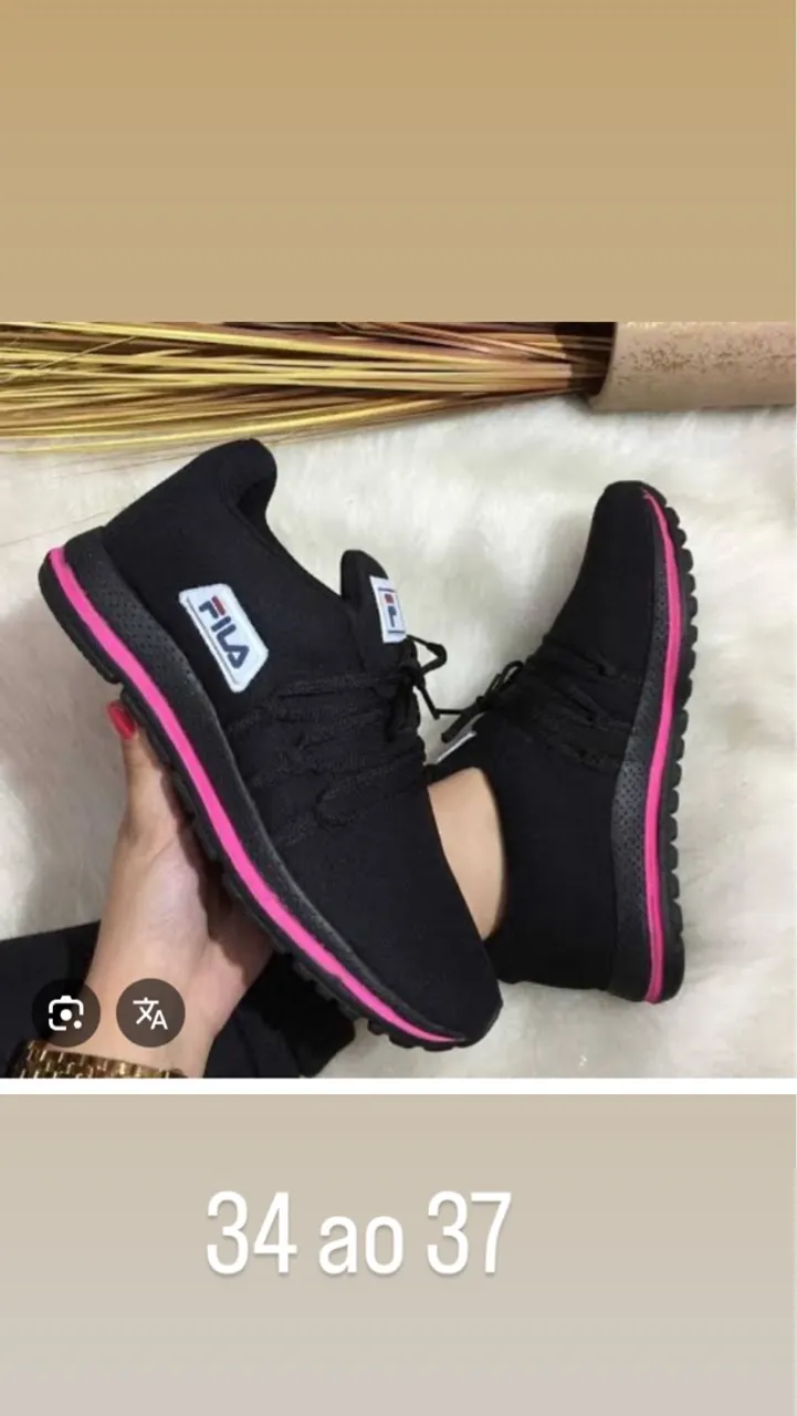 Tênis Fila Feminino Preto com Detalhes Rosa 49.99