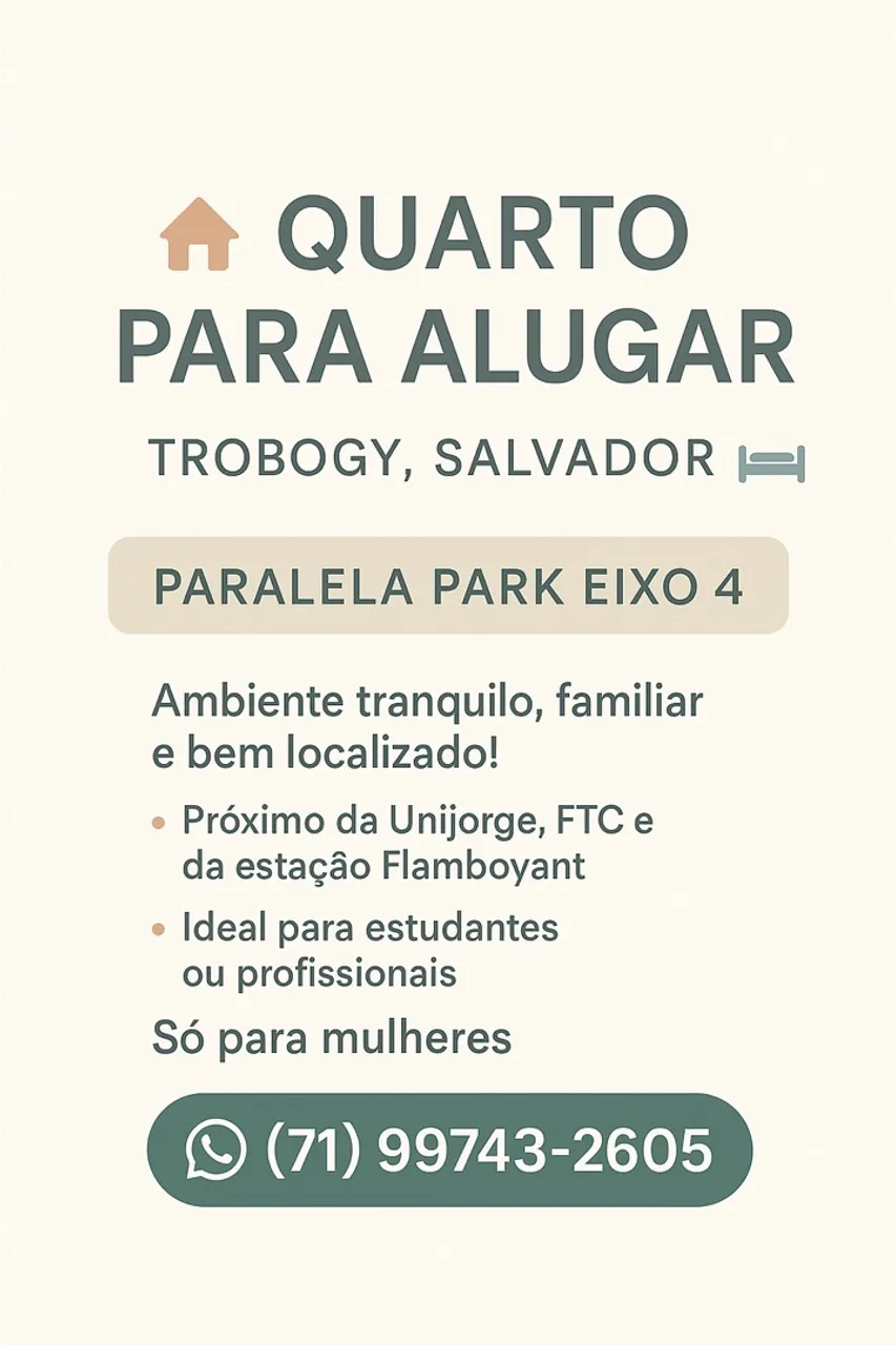 Aluguel de quarto para meninas