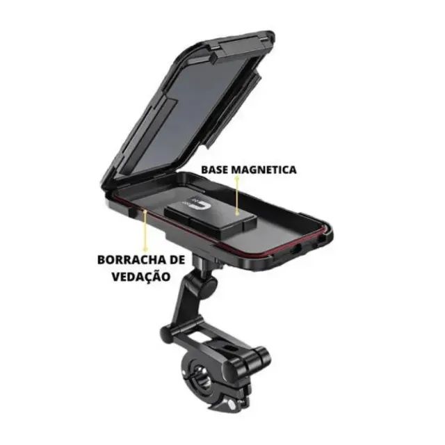 Suporte De Celular Magnético A prova D agua Moto e Bicicleta Articulado 360°  Universal - Foto 3