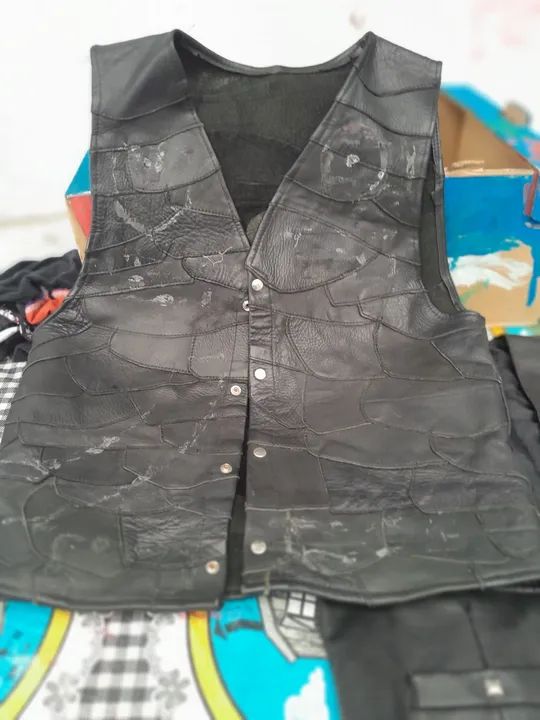 Colete de couro legítimo 