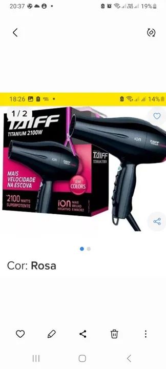 Secador de Cabelo Taiff Titanium 2100W Rosa