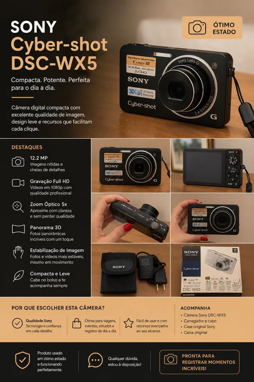 SONY Cyber-shot DSC-WX5 ブラウン（動作未確認） Sony Cyber Shot DSC-WX5 - Câmeras e Filmadoras - Chácara Cneo