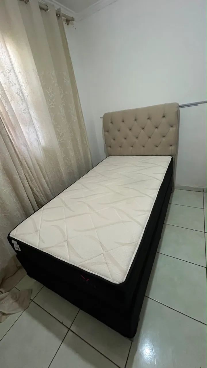 Cama solteirão com cabeceira estofada + colchão - Foto 3