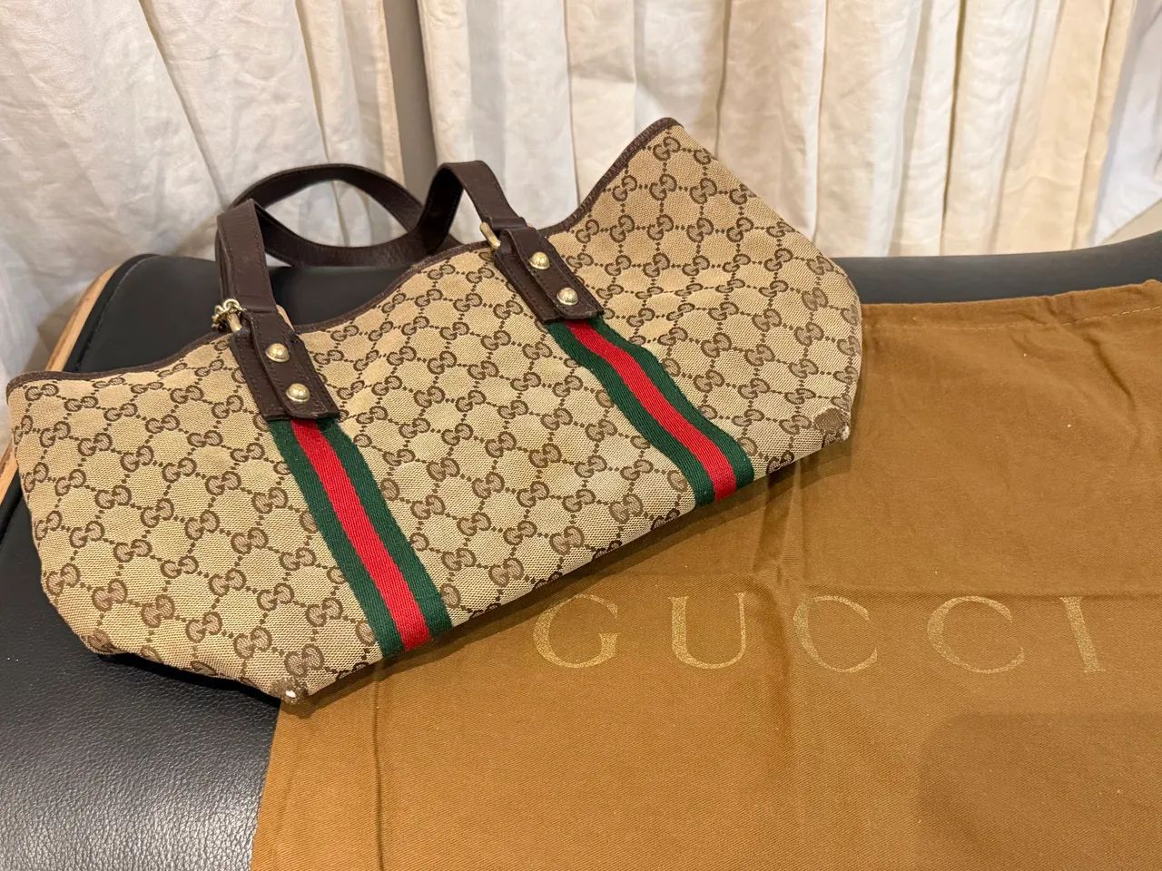 Bolsa Gucci GG Canvas Original com Web Stripe - Foto 4