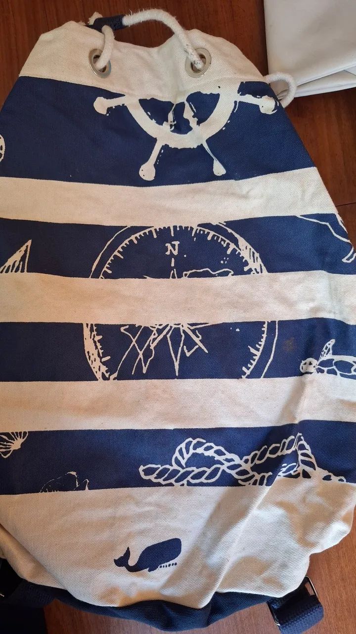 Mochila saco estilo marinheiro em canva - Foto 4