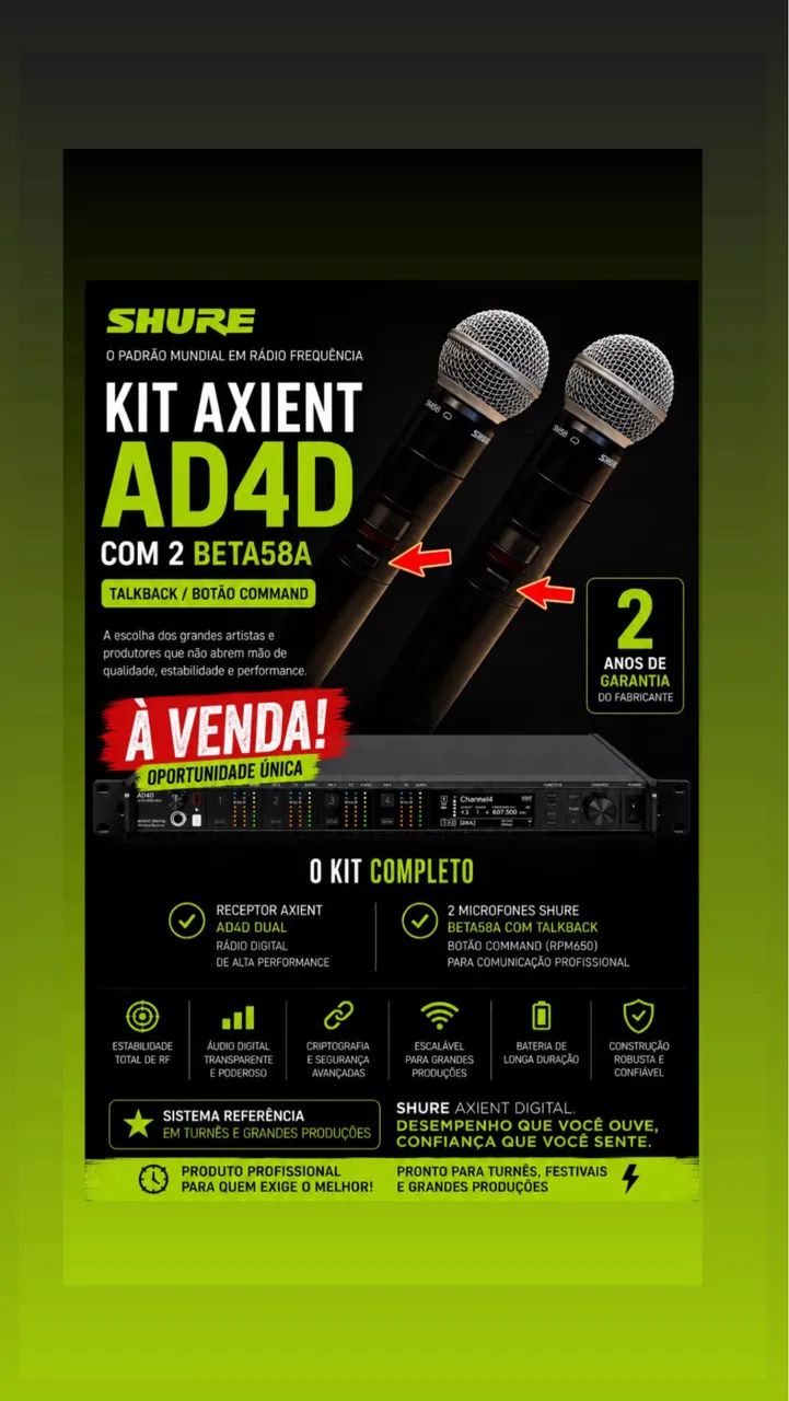 Microfone Shure Axient  AD4D - Foto 4