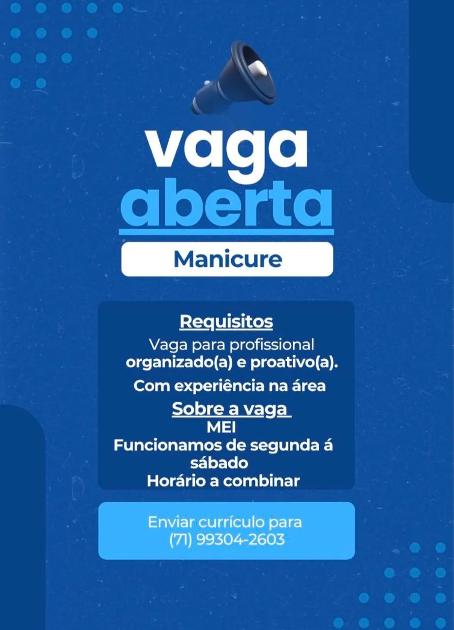 Vaga para Manicure 