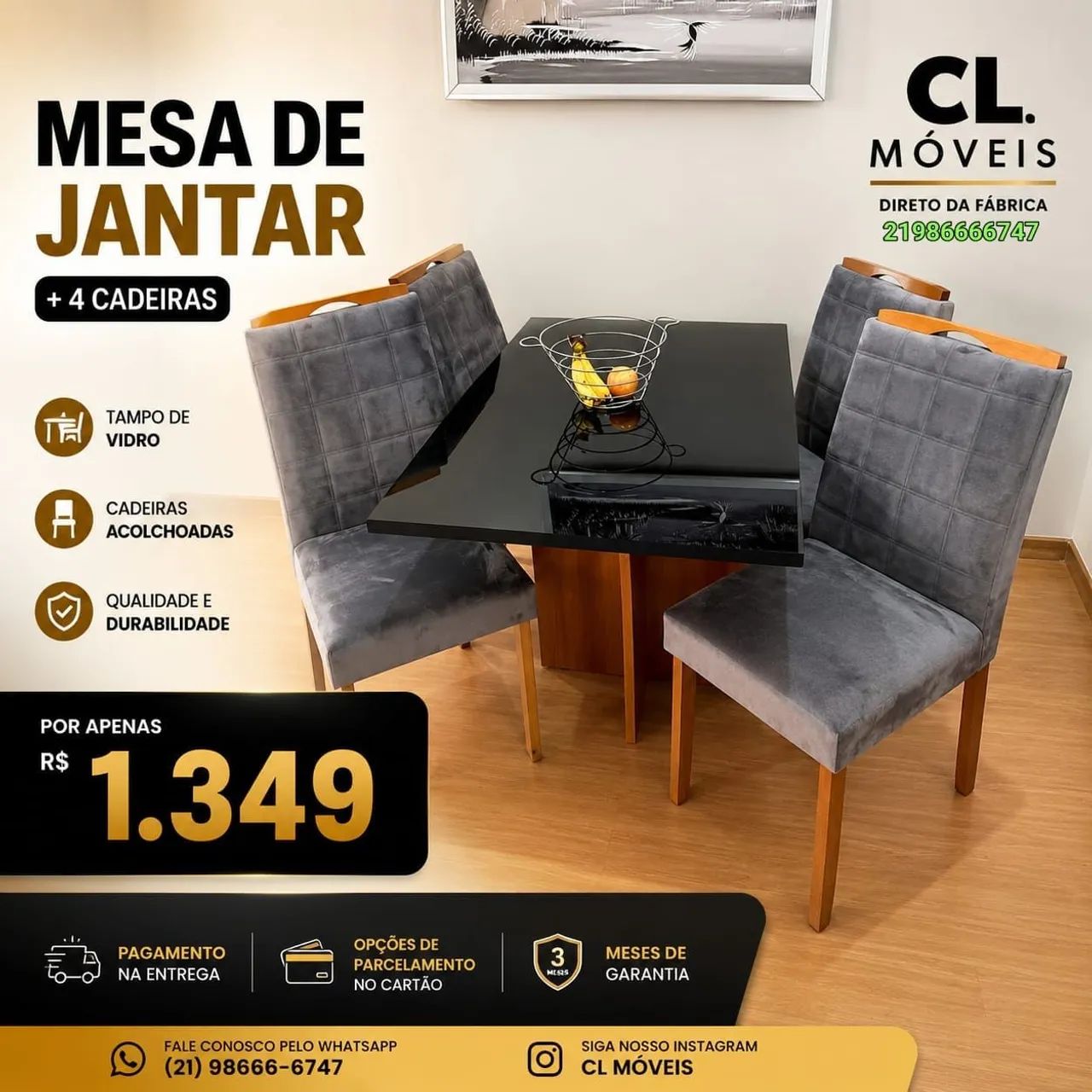 Mesa 120x80 com 4 cadeiras  - Foto 2
