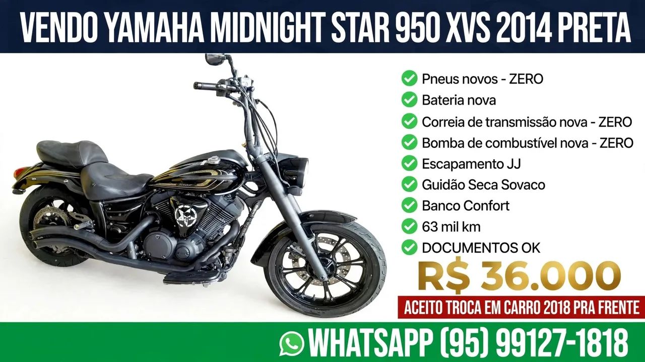 Vende-se Yamaha midnaight XVS 950 - Foto 2
