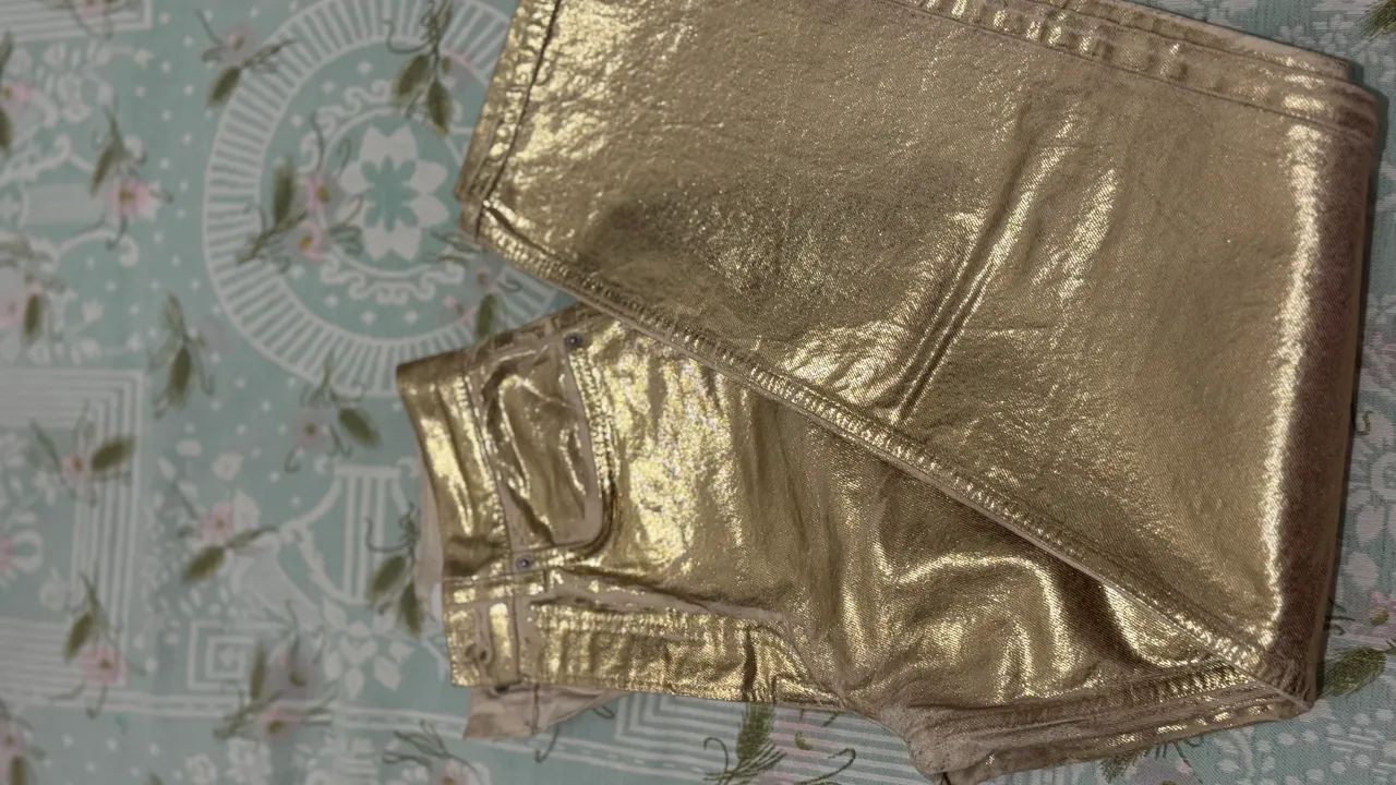 Calça jeans dourada zara - Foto 4
