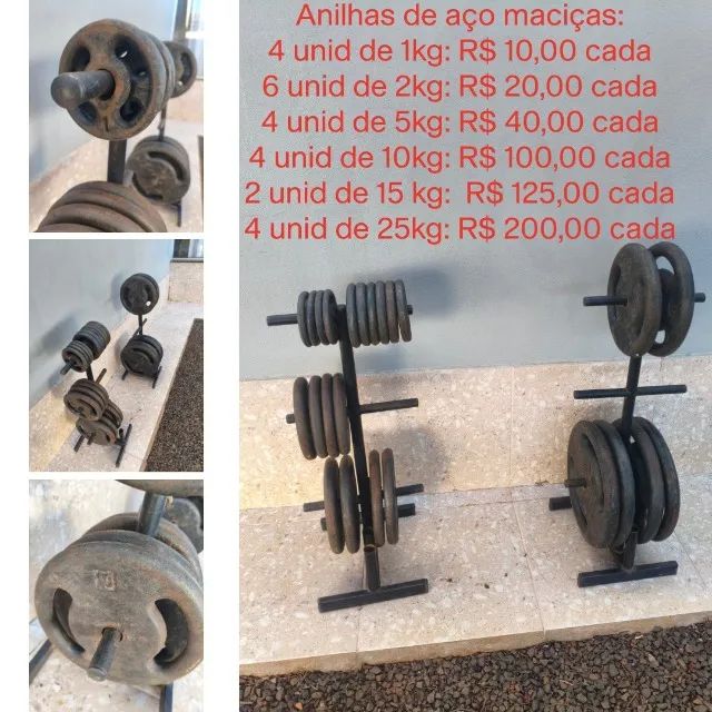 Equipamento de academia, anilhas e barras - Foto 4