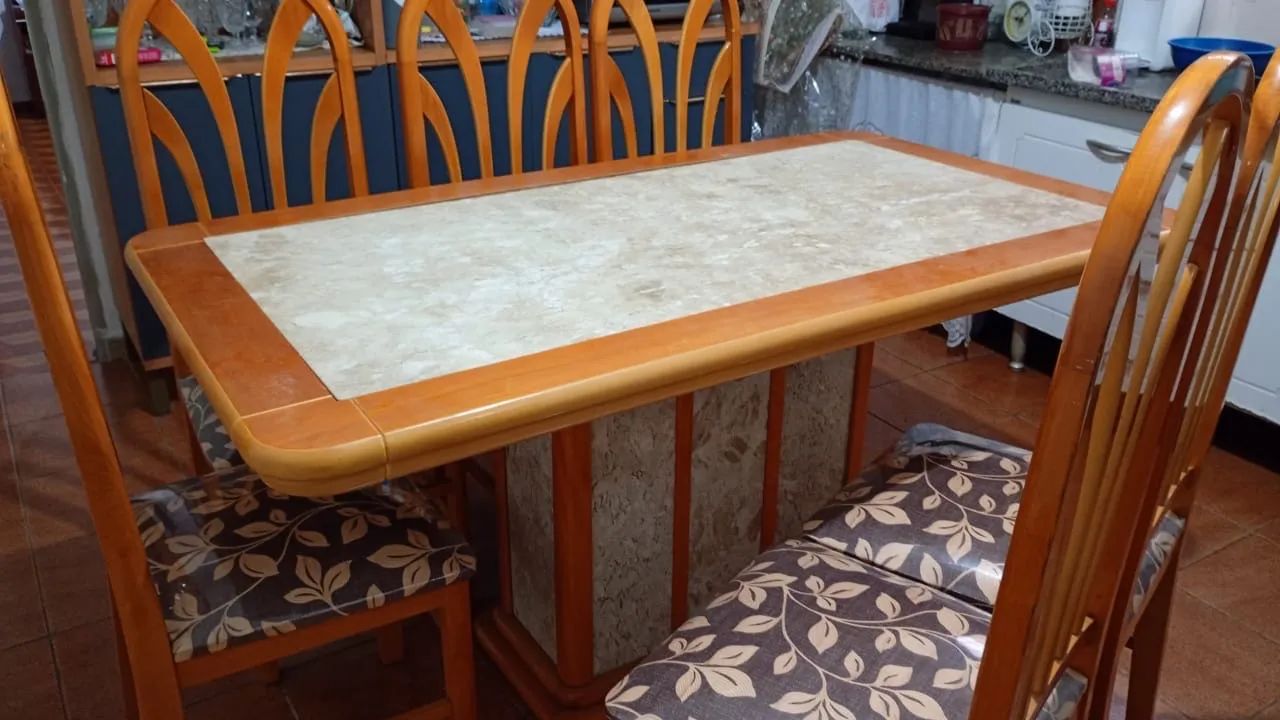 Mesa de mármore com madeira  - Foto 2