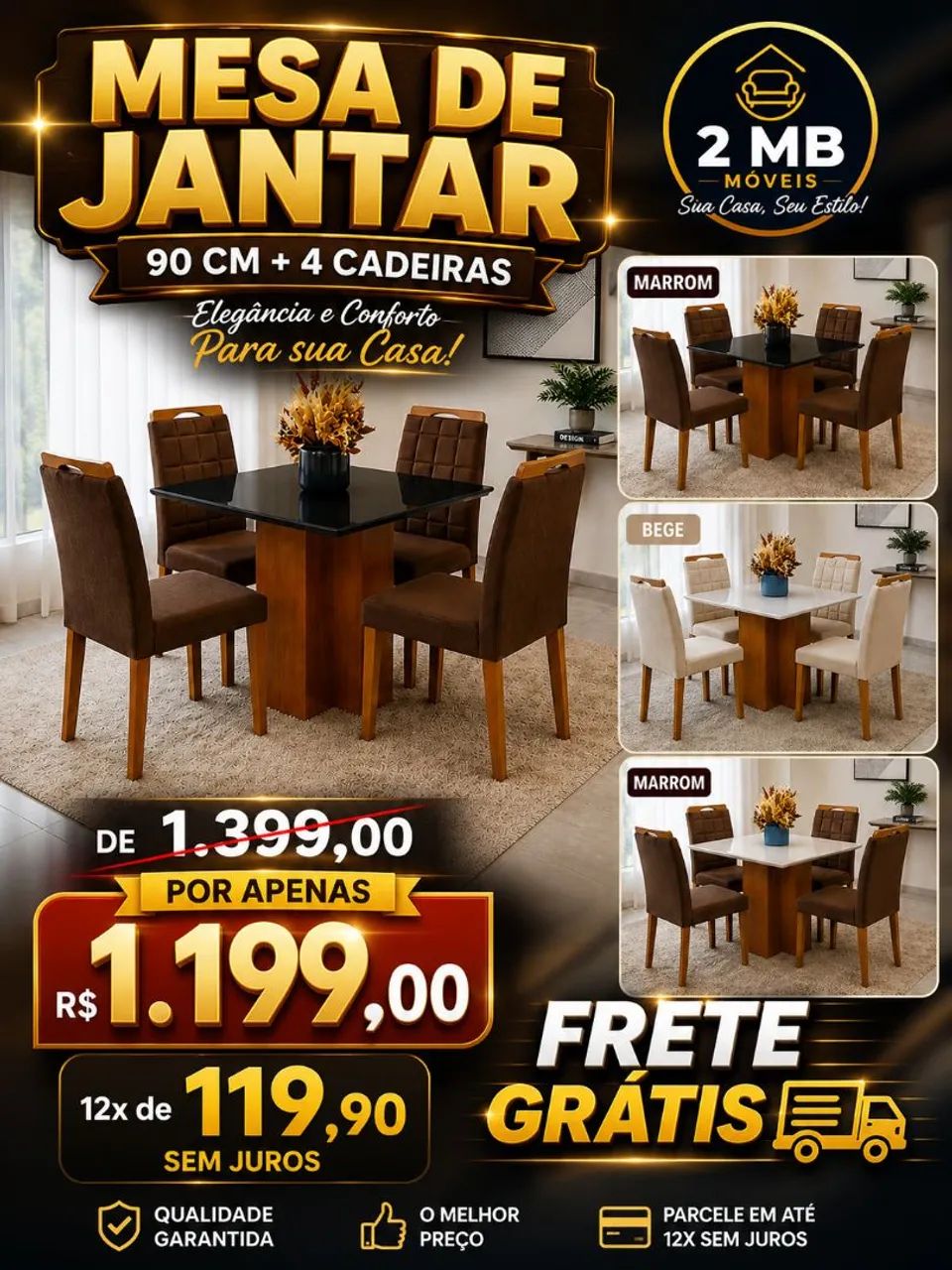 Mesa com 4 cadeiras em Promoção 