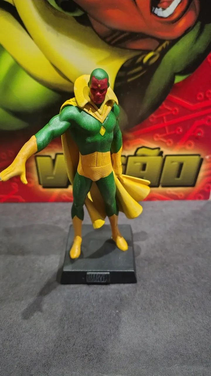 Miniatura Marvel Eaglemoss Visão (Vision) - Perfeito + Fasc. 48 e Embalagem - Foto 2