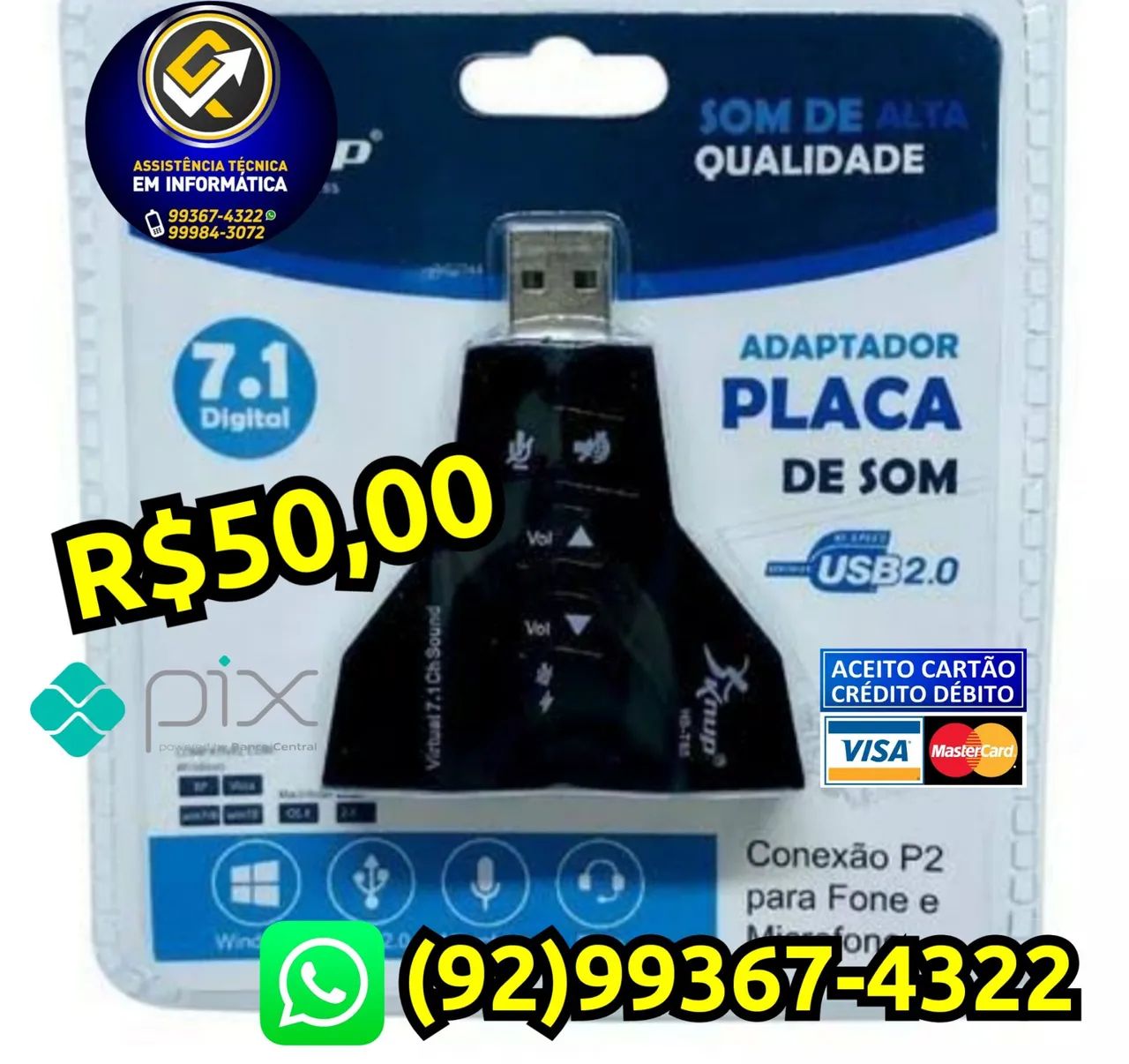 USB Sound Adapter for PC and Notebook