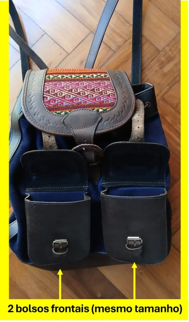 Mochila boho NOVA - estilo andino, em couro - Foto 3