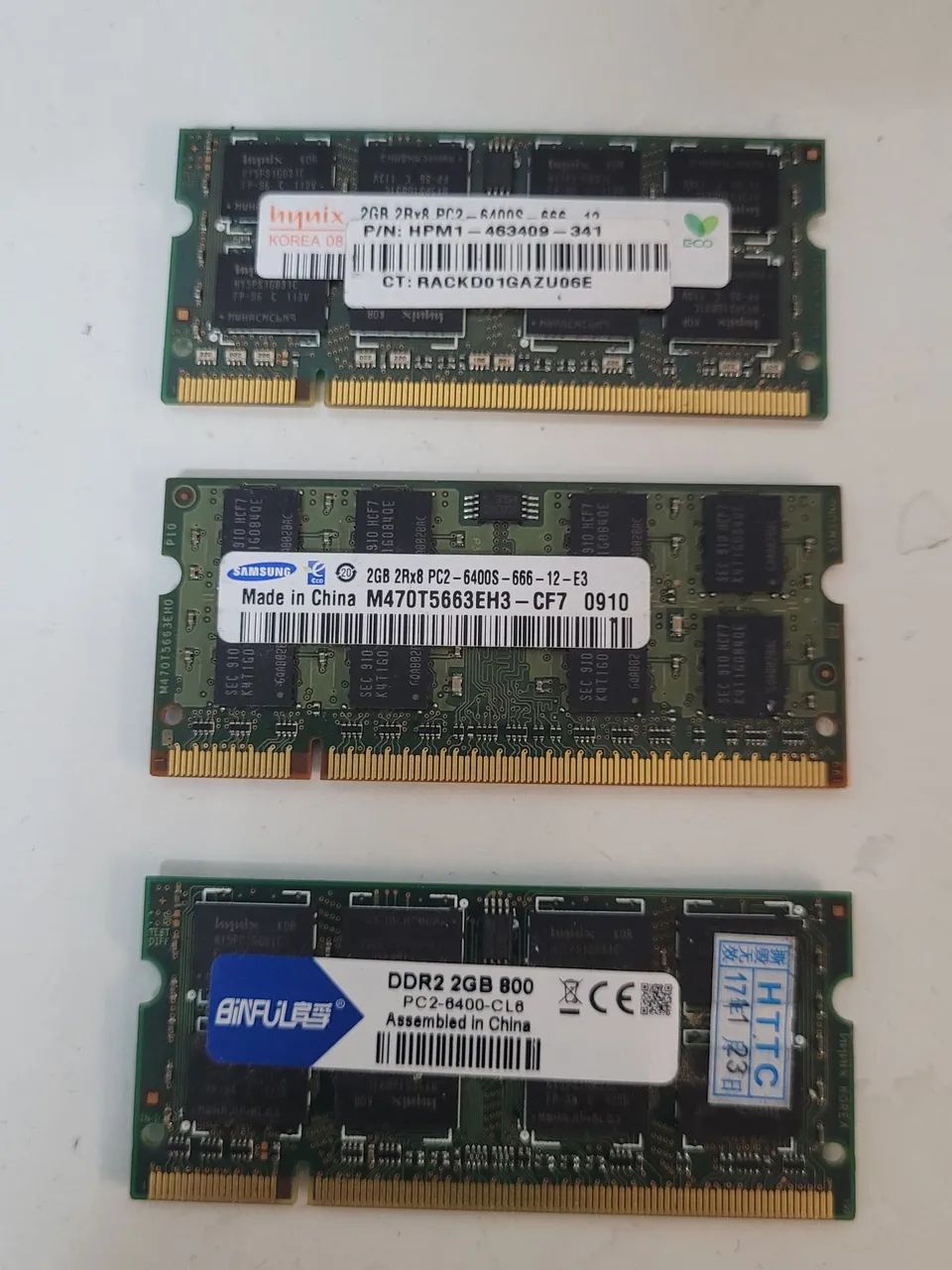 Kit 3 memorias de 2gb ddr2 para notebook