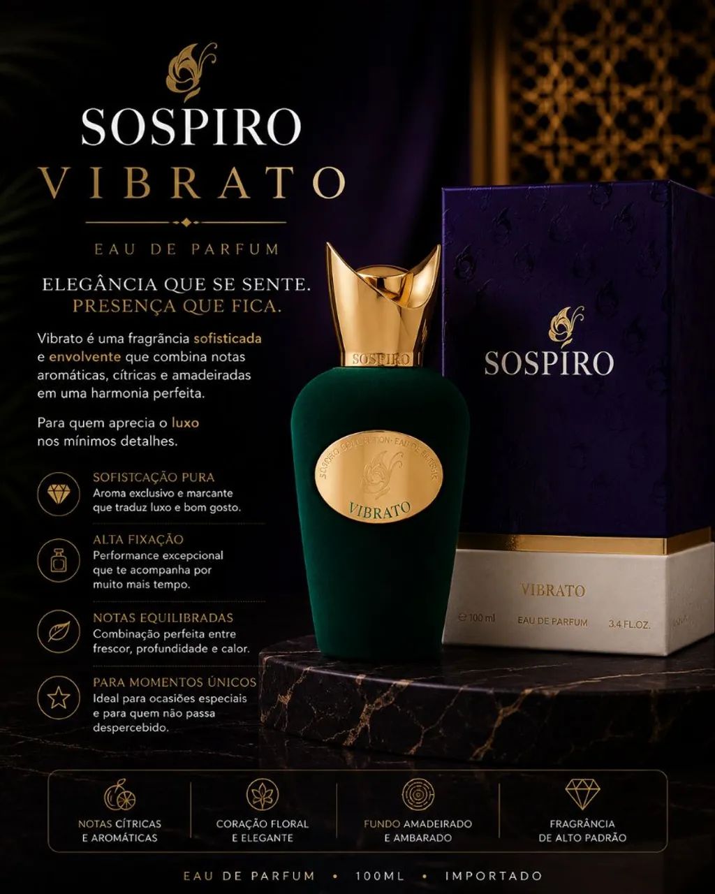 Perfume SOSPIRO VIBRATO 100ml Original Lacrado