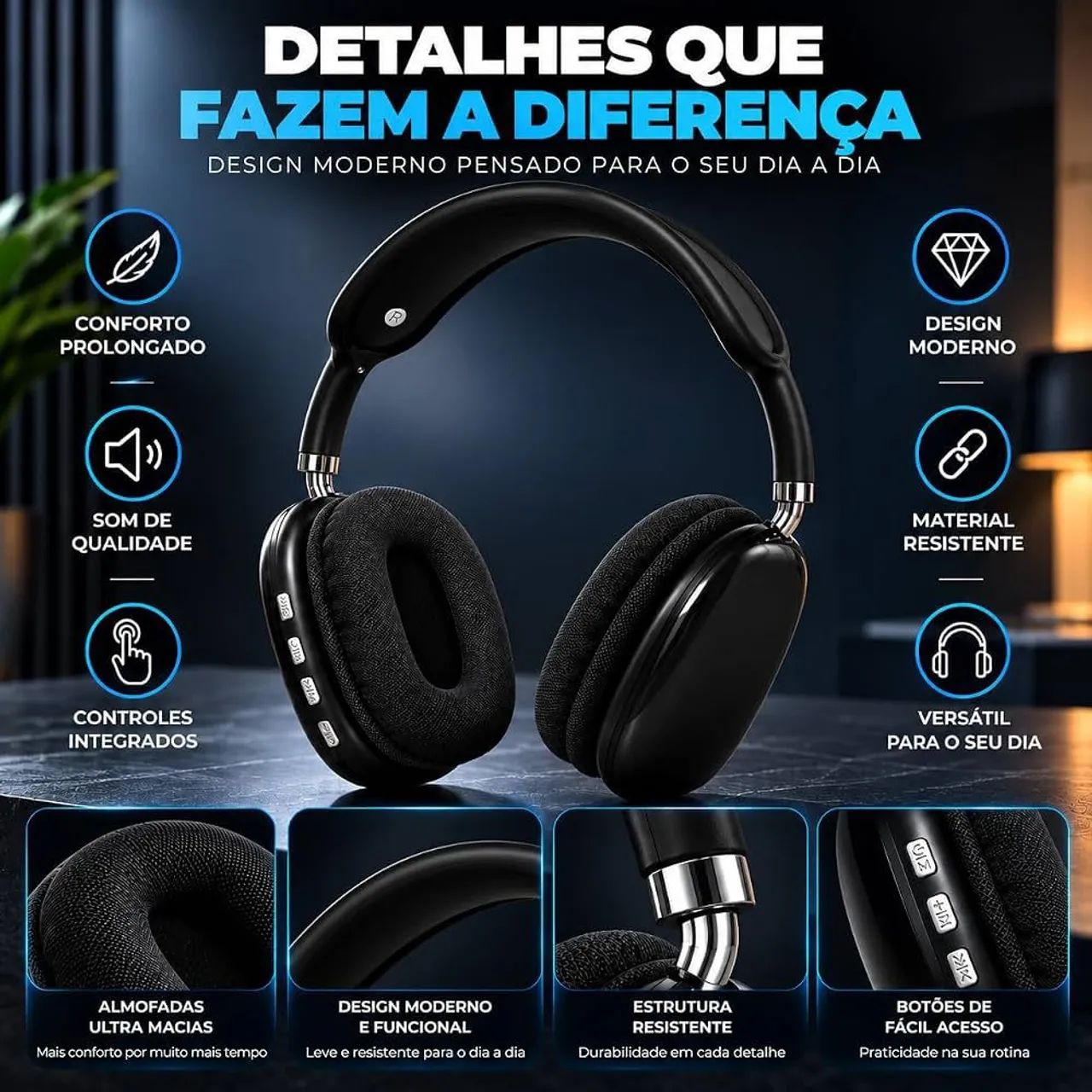 Fone de Ouvido bluetooth P9 - Foto 2