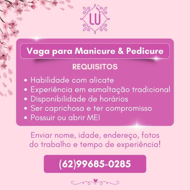 Vaga para Manicure & Pedicure - Lu Nails Studio | Campinas