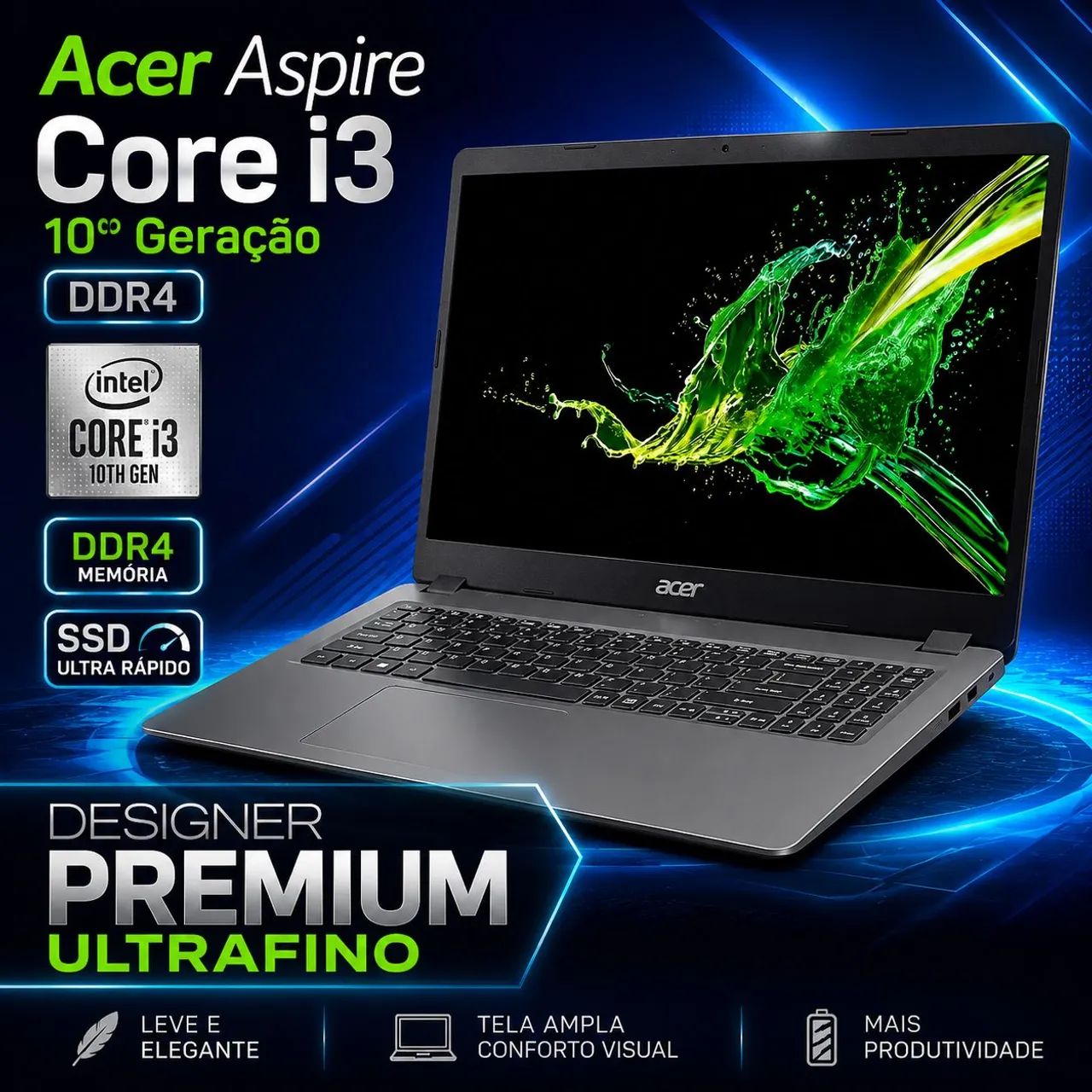 Notebook Acer Aspire Core i3 10° Ger DDR4 (A pronta entrega)