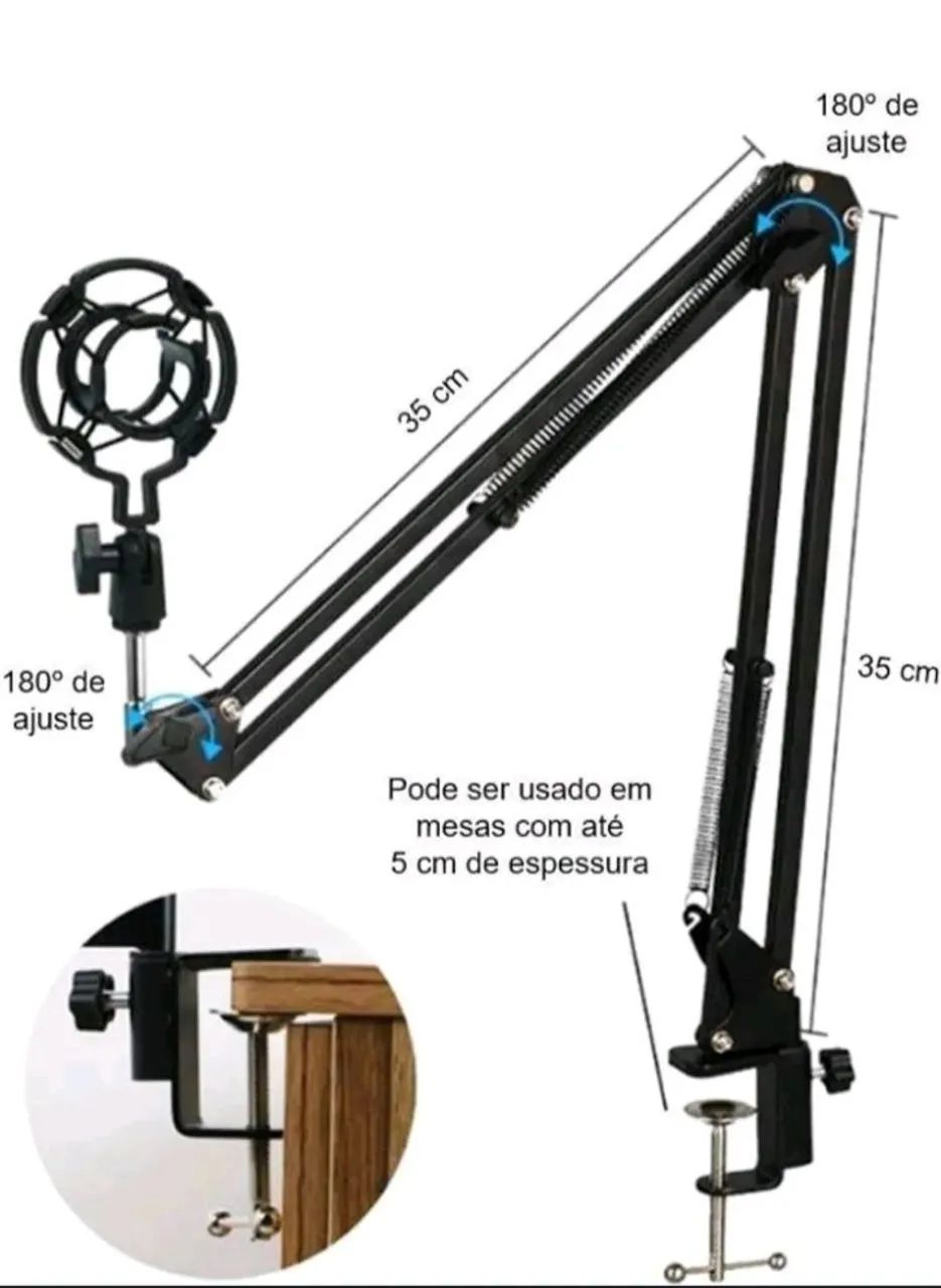 Microfone BM800 + Phantom Power 48V (kit completo) - Foto 4