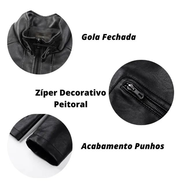 Achado Imperdível! Jaqueta de Couro Masculina Slim - Elegante e Resistente - Foto 3