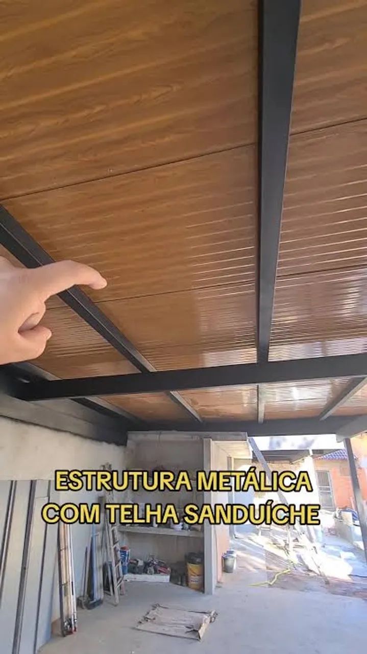 Cobertura metálica com telha sanduíche  bonita, resistente e feita pra durar. - Foto 2