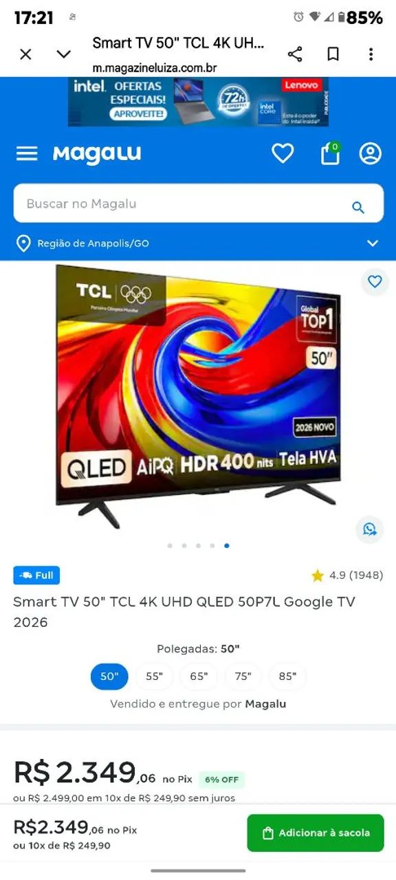 TV NOVA TCL QLED 50 POLEGADAS NA GARANTIA