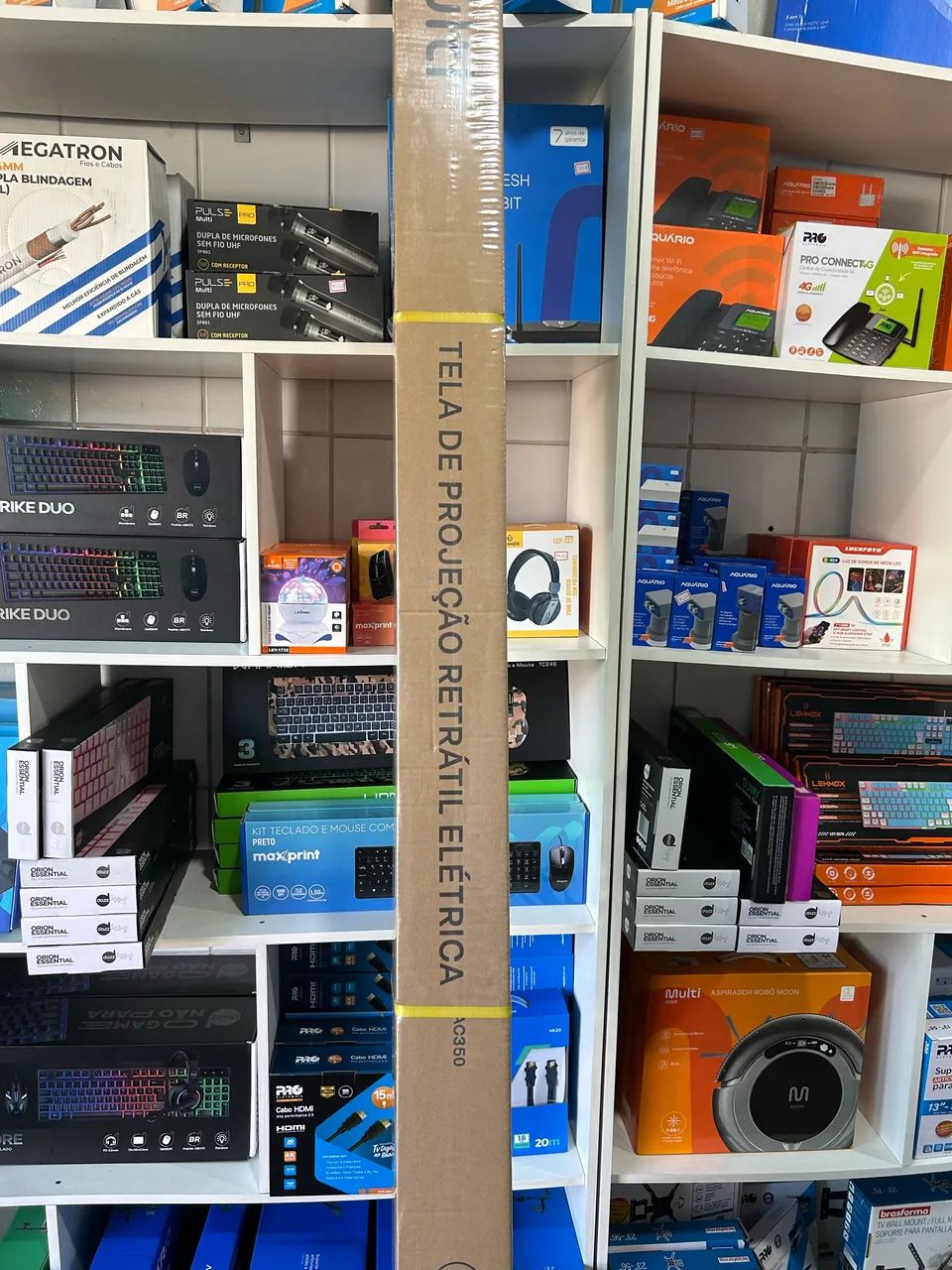 Tela de Projeção Elétrica Retrátil 100 Polegadas 4:3 com Controle  - Foto 3
