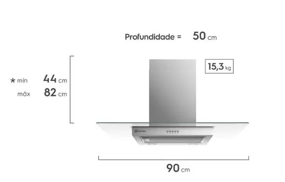 Coifa de Parede Electrolux 90cm de Vidro Efficient com Luz de Led (CE9VX) - Foto 3