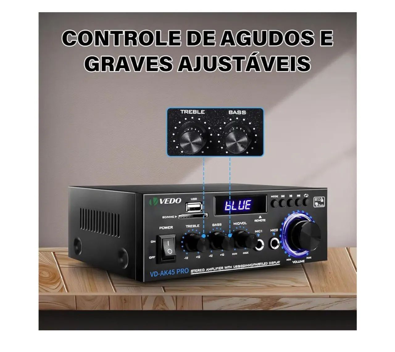 Amplificador de áudio estéreo - Receiver Ak45 - Foto 5